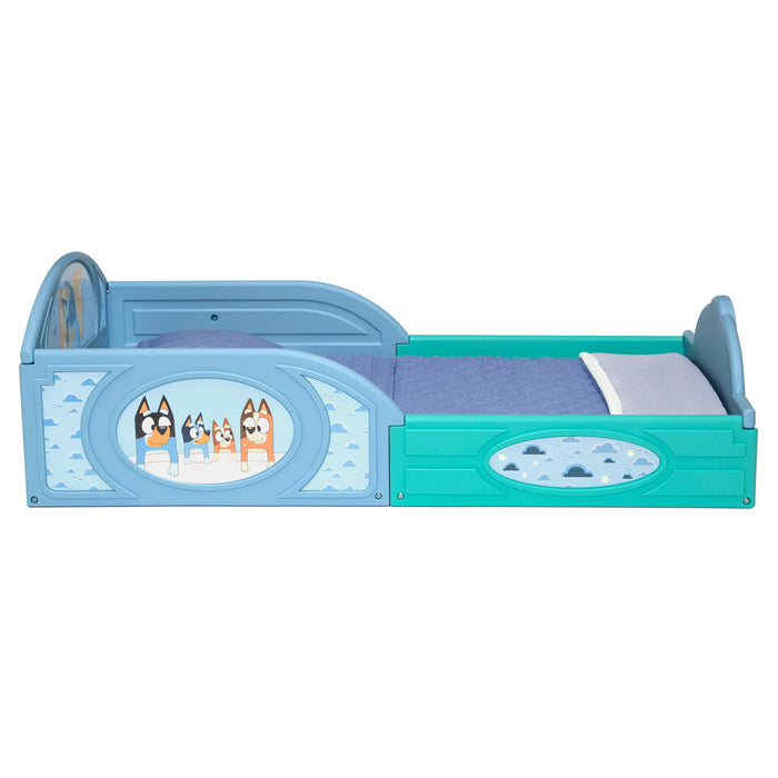 Bluey Sleep and Play Toddler Bed with Built-In Guardrails by Delta Chi