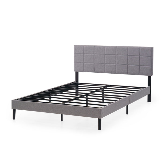 Mainstays Gray Upholstered Square Tufted Platform Bed, King, No Box Sp