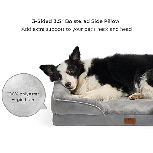 Bedsure Orthopedic Dog Bed for Medium Dogs - Waterproof Dog Sofa Beds Medium, Supportive Foam Pet Couch Bed with Removable Washable Cover, Waterproof Lining and Nonskid Bottom, Grey