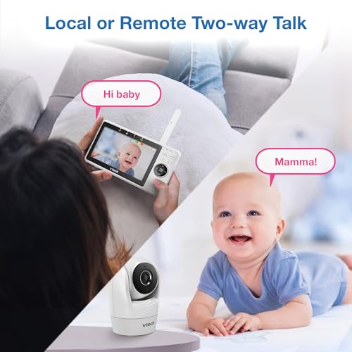 VTech Upgraded Smart WiFi Baby Monitor VM901, 5-inch 720p Display, 1080p Camera, HD NightVision, Fully Remote Pan Tilt Zoom, 2-Way Talk, Free Smart Phone App, Works with iOS, Android