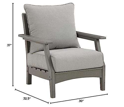Signature Design by Ashley Outdoor Visola Patio HDPE Cushioned Lounge Chair, 2 Count, Gray