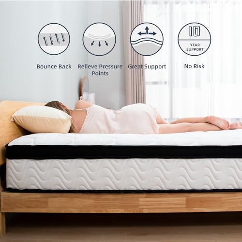 MOLBIUS Queen Mattress 10 Inch | Queen Size Hybrid Mattresses in a Box | Medium Firm Feel Memory Foam and Individual Pocket Springs | Fiberglass Free Bed Matress | Breathable | CertiPUR-US | Upgrade