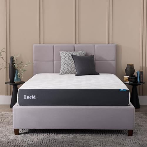 LUCID 10 Inch Memory Foam Mattress - Plush Feel - Bamboo Charcoal and Gel Infusion - Hypoallergenic - Bed in a Box - Temperature Regulating - Pressure Relief - Breathable - Queen Size