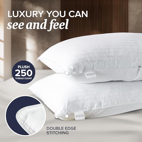 Beckham Hotel Collection Bed Pillows Standard / Queen Size Set of 2 - Down Alternative Bedding Gel Cooling Pillow for Back, Stomach or Side Sleepers