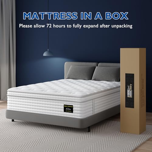 BedStory King Mattress - 14 Inch Hybrid Mattress in a Box - Individual Pocket Springs and Memory Foam for Pressure Relief and Motion Isolation - Medium Feel Mattress King, CertiPUR-US