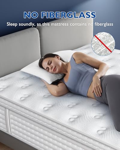 BedStory King Mattress - 14 Inch Hybrid Mattress in a Box - Individual Pocket Springs and Memory Foam for Pressure Relief and Motion Isolation - Medium Feel Mattress King, CertiPUR-US