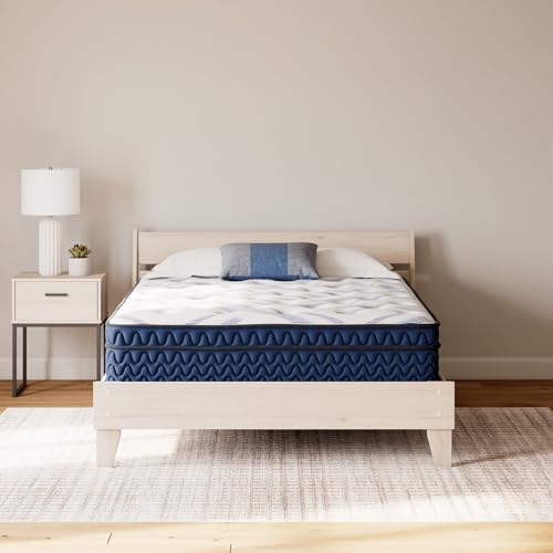 Signature Design by Ashley Queen Size Stack 12 Inch Hybrid Medium Plush Cooling Gel Infused Memory Foam Mattress for Pressure Relief, Fiberglass Free, Mattress in A Box