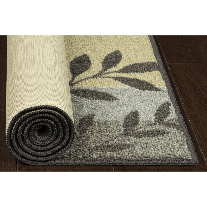 Mainstays Traditional Leaf Block Gray Print Indoor Area Rug, 7 ft x 10