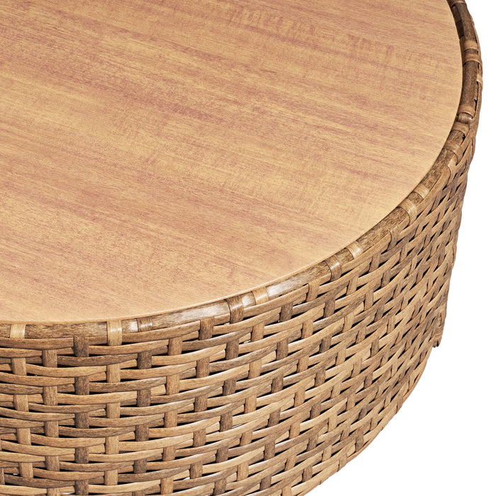 Beautiful Wicker Outdoor Reversible-Top Outdoor Ottoman and Coffee Tab
