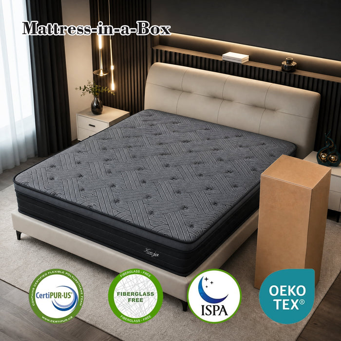 Kouvja Queen Mattress 12 Inch, Queen Size Hybrid Mattresses in a Box,