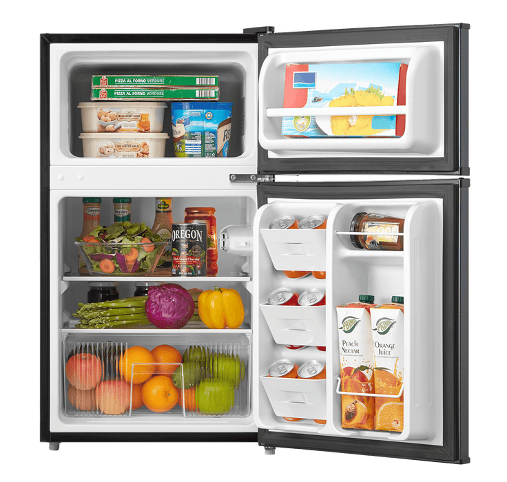 Arctic King 3.2 Cu Ft Two Door Mini Fridge With Freezer Stainless Stee