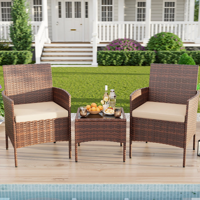 ELPOSUN 3 Piece Outdoor Patio Furniture Set Bistro Set with Coffee Tab