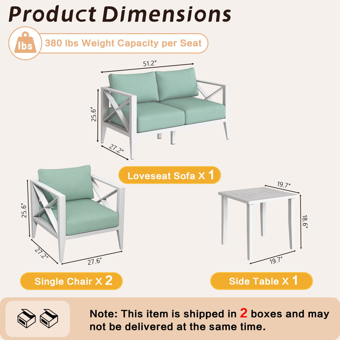 MAISON HUIS Outdoor Aluminum Patio Furniture Set, 5 Piece All-Weather