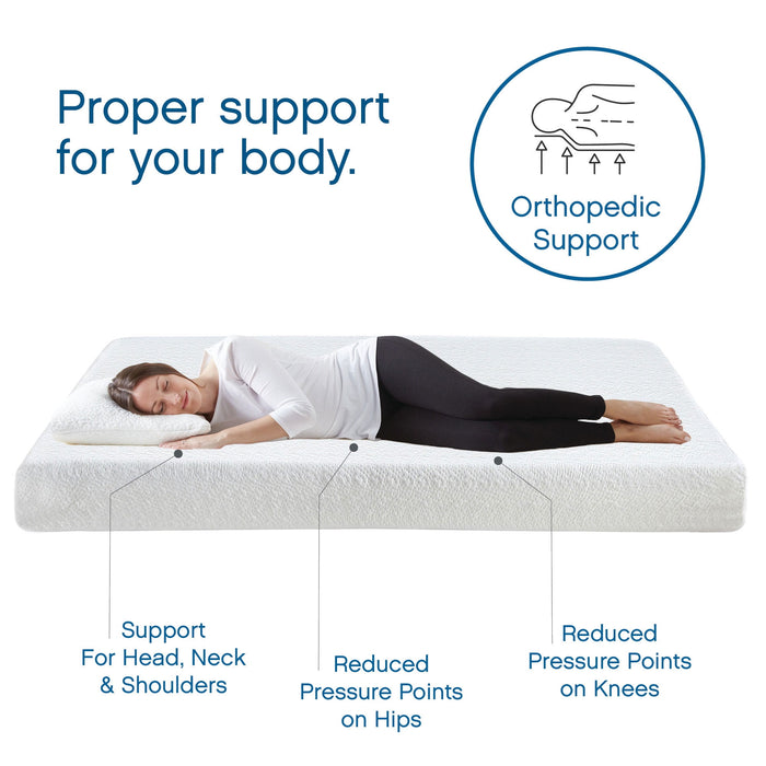 Cool Gel 8" Twin Medium Tight Top Gel Memory Foam Mattress, White