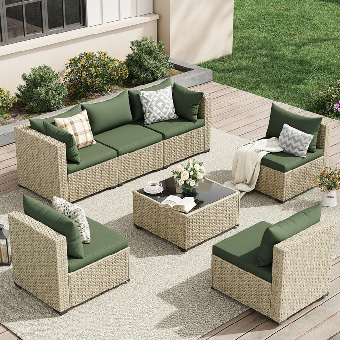 UDPATIO Patio Furniture Sets, Modular Rattan Outdoor Patio Sectional F