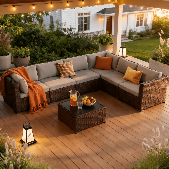 Lofka 4-Piece Outdoor Patio Furniture Set, Metal Conversation Set with