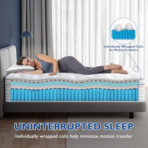 BedStory King Mattress - 14 Inch Hybrid Mattress in a Box - Individual Pocket Springs and Memory Foam for Pressure Relief and Motion Isolation - Medium Feel Mattress King, CertiPUR-US