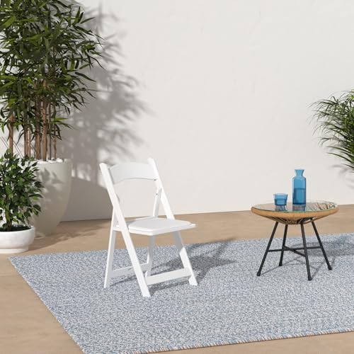 Simplex Furniture Modern White Resin Foldable Chair - 24 Pack, Stackable, Lightweight, Indoor/Outdoor, Rental Grade - Folding Chairs with Padded Seats