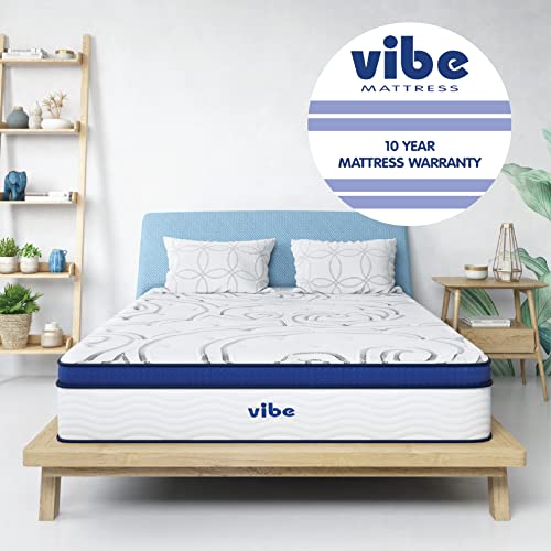 Vibe Quilted Hybrid Mattress, 12-Inch Innerspring and Pillow Top Gel Memory Foam Mattress, Fiberglass Free, CertiPUR-US Certified Bed in a Box, Twin