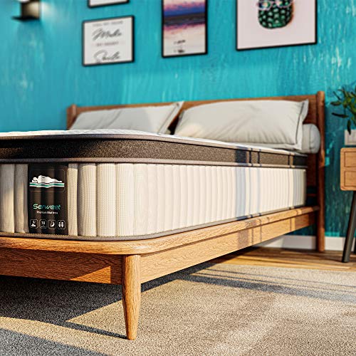 Serweet 12 Inch Memory Foam Hybrid Queen Mattress - Heavier Coils for Durable Support - Pocket Innersprings for Motion Isolation - Pressure Relieving - Medium Firm - Made in Century-Old Factory