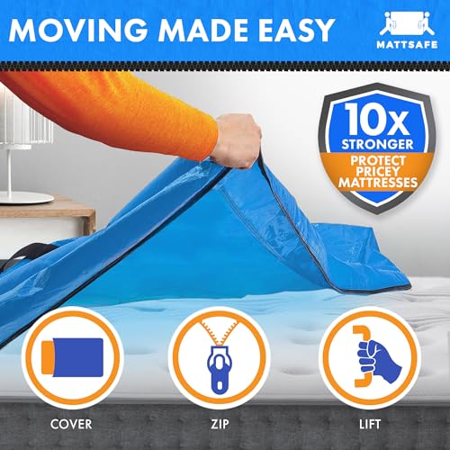 Nordic Elk Mattress Bags for Moving & Storage (King Size) - Mattress Cover for Moving - Heavy Duty, 8 Handles and Strong Zipper Closure - Mattress Storage Bag - Moving Supplies & Moving Bags