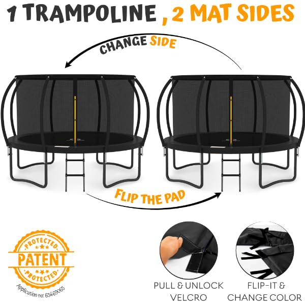 JUMPZYLLA Trampoline Outdoor 8FT 10FT 12FT 14FT 15FT 16FT with Enclosure and Ladder, ASTM Approved Recreational Trampolines for Kids and Adults, Anti-Rust Coated Frame