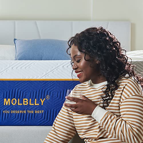 Molblly Queen Mattress, 10 Inch Cooling-Gel Memory Foam Mattress Bed in a Box,Cool Queen Bed Supportive & Pressure Relief with Breathable Soft Fabric Cover,Premium