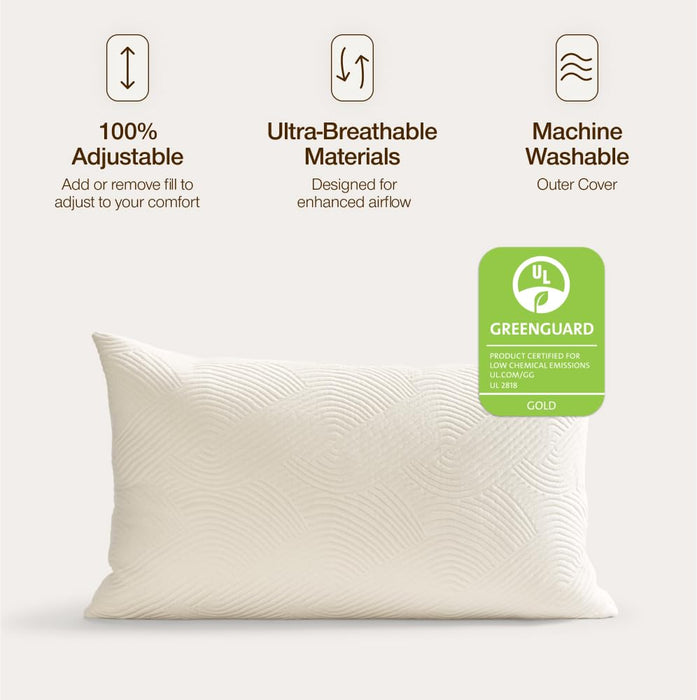 Coop Home Goods Adjustable Latex Pillow Queen, Talalay Latex & Microfiber Fill, Best Pillows for Sleeping, Ergonomic, Naturally Cooling, Eco-Friendly, Medium Firm for Back, Side & Stomach Sleepers