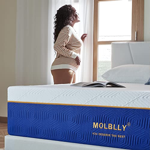Molblly Queen Mattress, 10 Inch Cooling-Gel Memory Foam Mattress Bed i