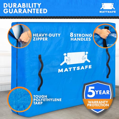 Nordic Elk Mattress Bags for Moving & Storage (King Size) - Mattress Cover for Moving - Heavy Duty, 8 Handles and Strong Zipper Closure - Mattress Storage Bag - Moving Supplies & Moving Bags