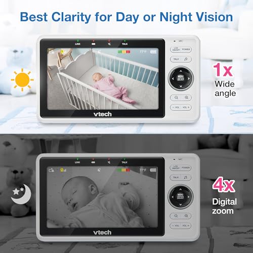 VTech Upgraded Smart WiFi Baby Monitor VM901, 5-inch 720p Display, 1080p Camera, HD NightVision, Fully Remote Pan Tilt Zoom, 2-Way Talk, Free Smart Phone App, Works with iOS, Android