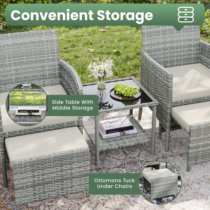 ELPOSUN 5 Piece Patio Furniture Set, Outdoor PE Wicker Chairs for Two