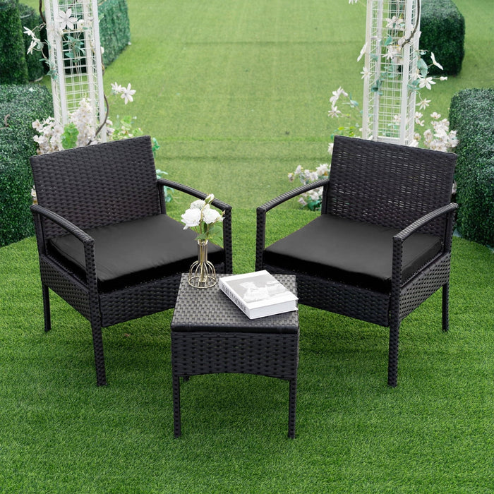 Tappio Outdoor Furniture 3 Piece Patio Bistro Furniture Set, Rattan Co