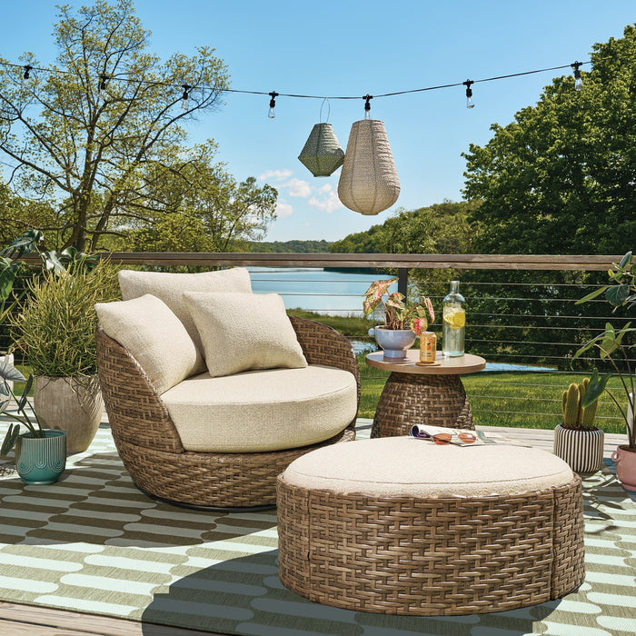 Beautiful Wicker Outdoor Reversible-Top Outdoor Ottoman and Coffee Tab