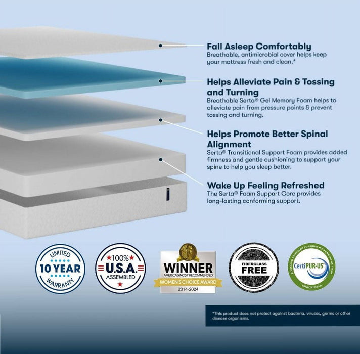Serta 10 inch, Twin Mattress, Medium Mattress, Gel Memory Foam Mattres