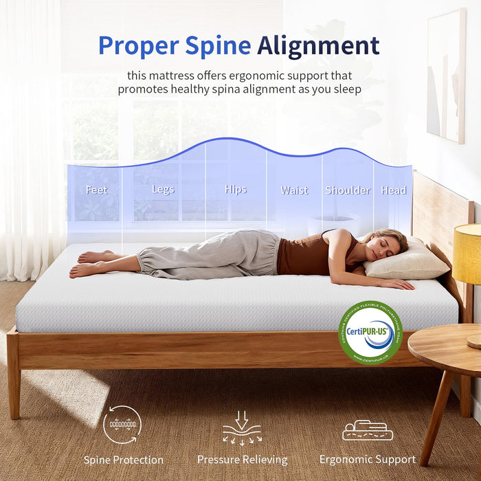 FDW Twin Mattress 6 inch Gel Memory Foam Mattress Queen Mattresses Med