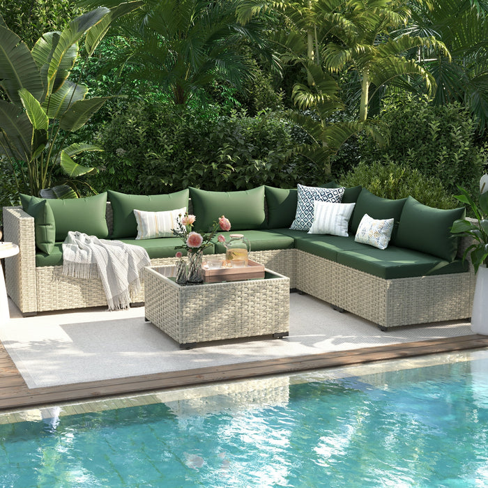 UDPATIO Patio Furniture Sets, Modular Rattan Outdoor Patio Sectional F