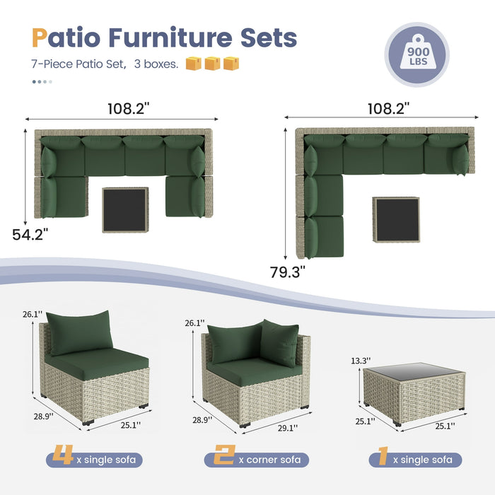 UDPATIO Patio Furniture Sets, Modular Rattan Outdoor Patio Sectional F