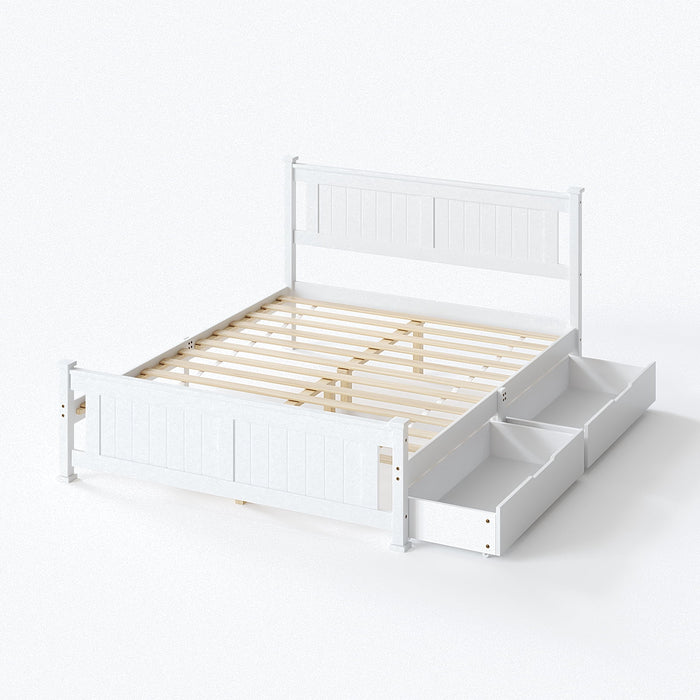 Zimtown Full Bed Frame,Solid Pine Wood Platform Bed Frame with 2 Drawe