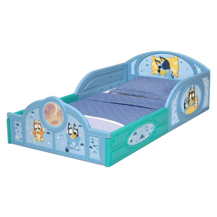 Bluey Sleep and Play Toddler Bed with Built-In Guardrails by Delta Chi