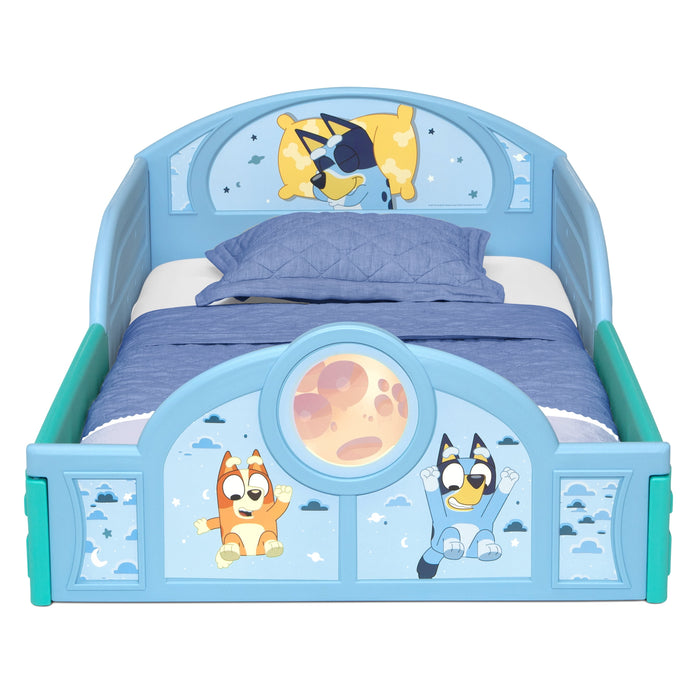 Bluey Sleep and Play Toddler Bed with Built-In Guardrails by Delta Chi