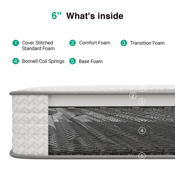 Avenco CozyNest 6" Twin Size Medium Supportive Innerspring Mattress