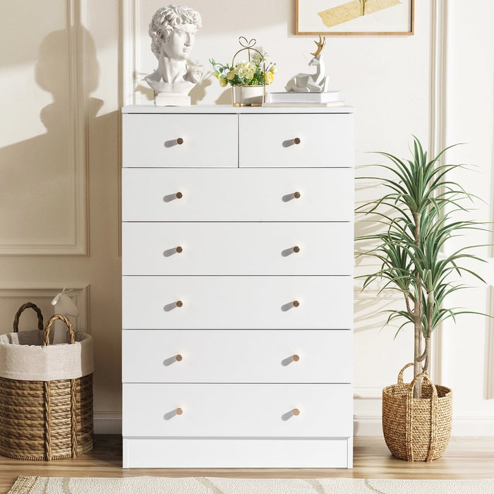 UBesGoo 7 Drawer Wood Dresser for Bedroom, Chest of Drawers, Storage O