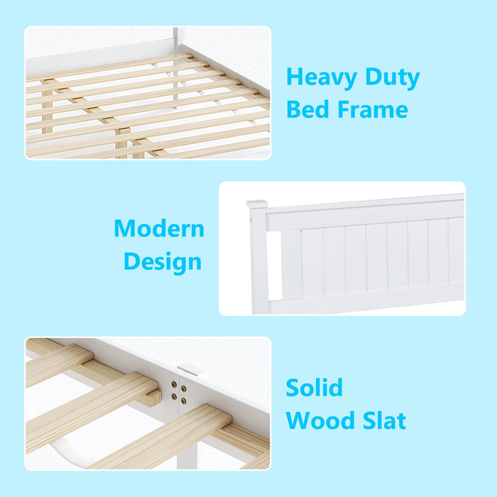 Zimtown Full Bed Frame,Solid Pine Wood Platform Bed Frame with 2 Drawe