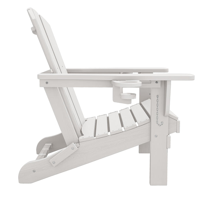 SERWALL Outdoor Adirondack Chair Set of 4 with Cup Holders,Foldable,White