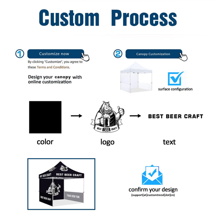 CUSTOMTREND Custom Canopy Tent 10x15 with Logo, Personalized Pop Up Tent Canopy for Tradeshow, Outdoor Events, Advertising, Roller Bag Included (1 Full Wall + 2 Half Walls)
