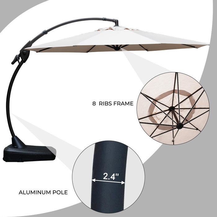 Grand patio 11FT Cantilever Umbrella with Base Outdoor Large Round Alu Grand patio 11FT Cantilever Umbrella with Base Outdoor Large Round Alu