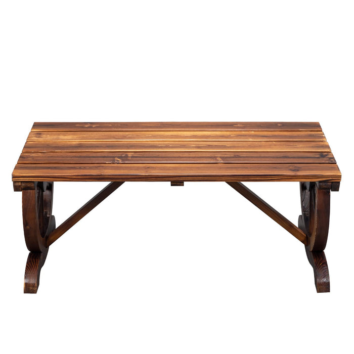 Outvita Wooden Garden Bench, Outdoor Rustic Wagon Wheel Bench