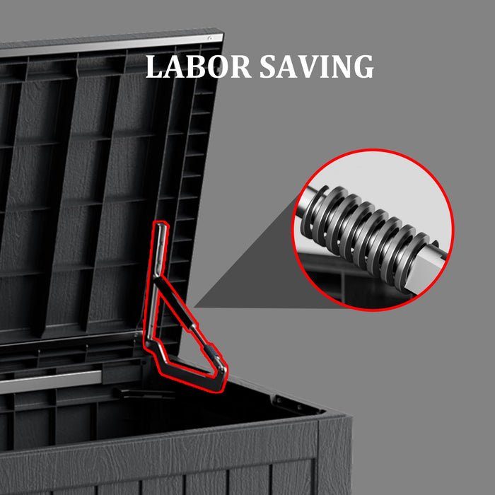 Yardgrace 270 Gallon Waterproof Deck Box, Lockable Resin Storage Box for Patio Furniture Cushions Garden Tools and Outdoor Delivery Storage, Black