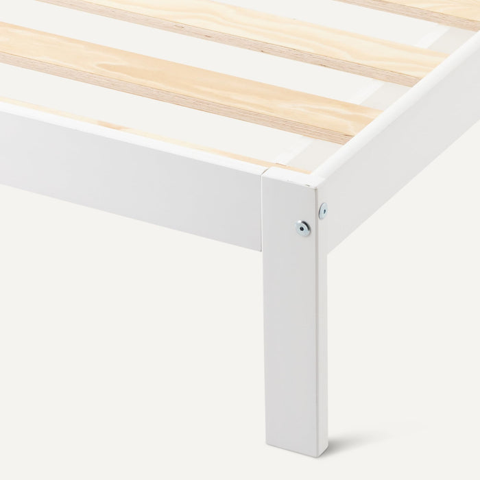 Amazon Basics Full Bed Frame with Headboard, Solid Pine Wood with Bed Slats, Full, White